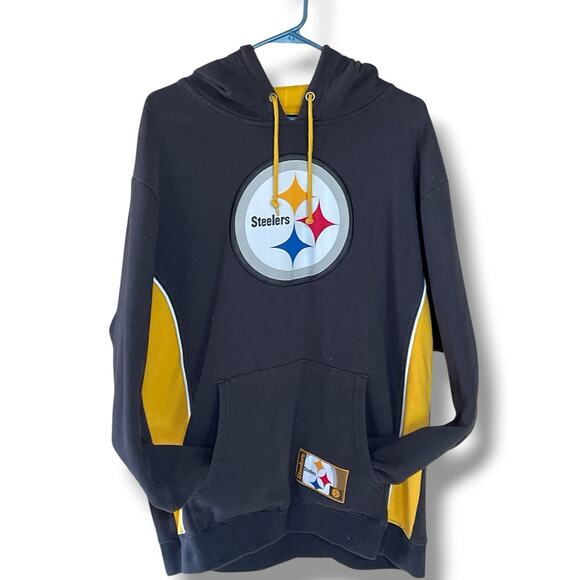 Pittsburgh Steelers Hoodie Sweatshirt Men’s L Black NFL Pullover Fleece Jacket - Picture 1 of 9